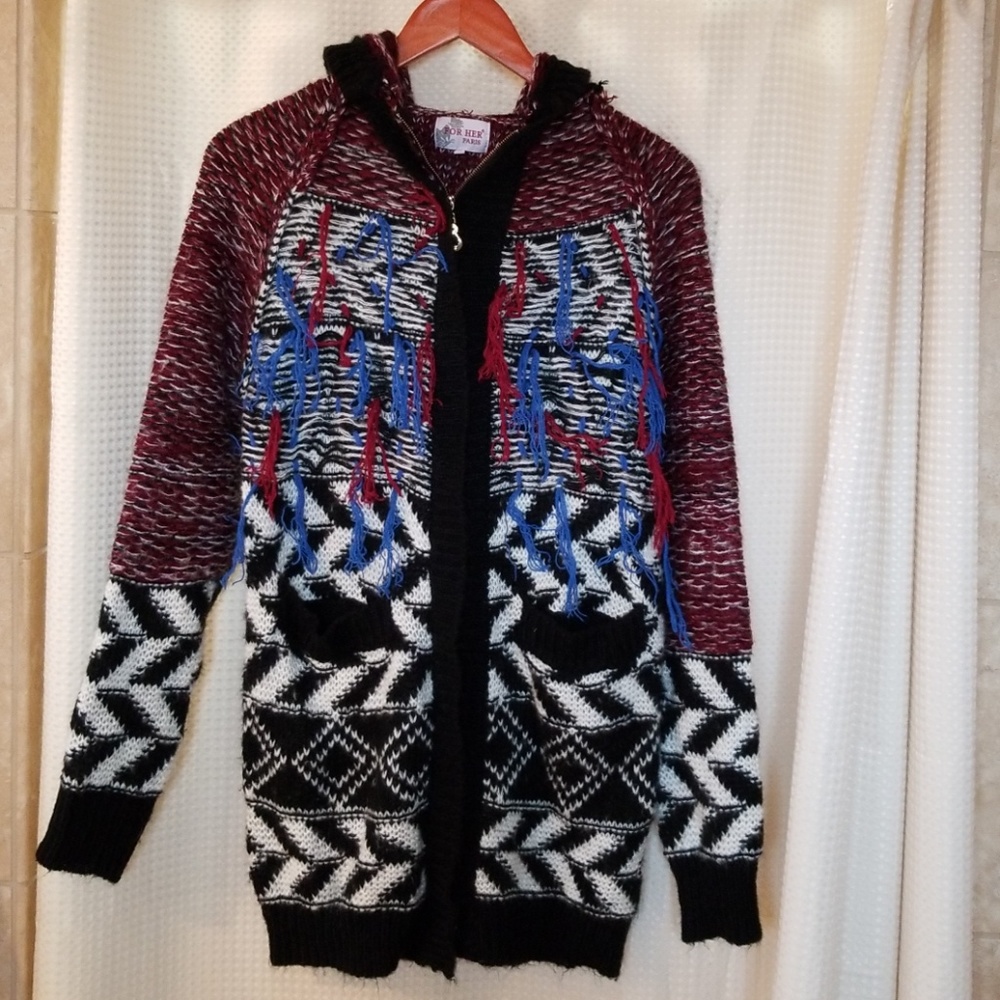 Hooded Multicolored Sweater by For Her Paris